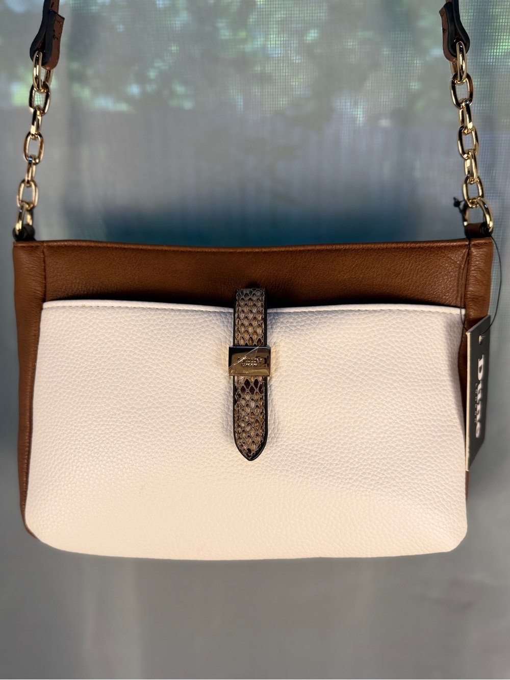 NEW Dune London Colorblock Faux Leather Crossbody Snake Trim Gold HW - NWT